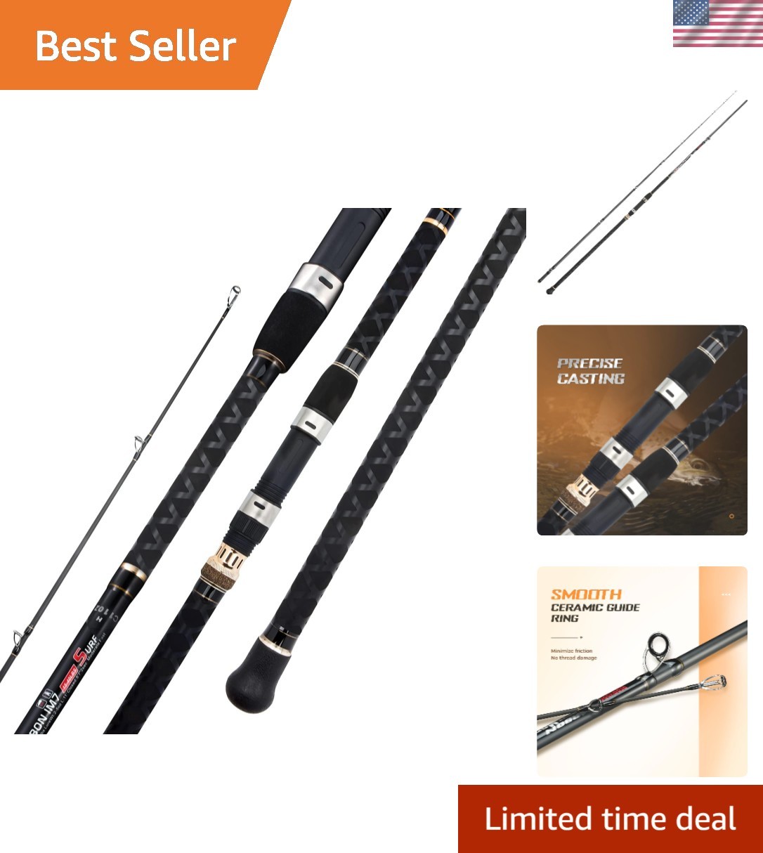 High-Performance 10ft Surf Spinning Fishing Rod – Fast Action Graphite Design