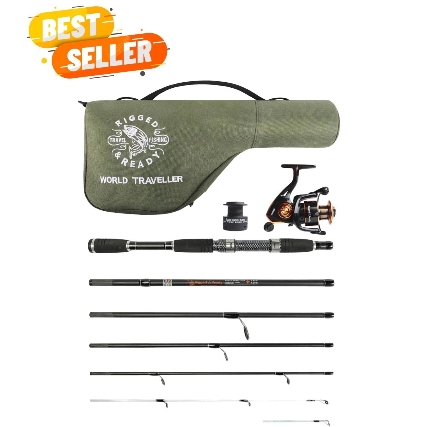 Rigged and Ready Smuggler Series Travel Fishing Rods. Super Compact, 1 Spinni…