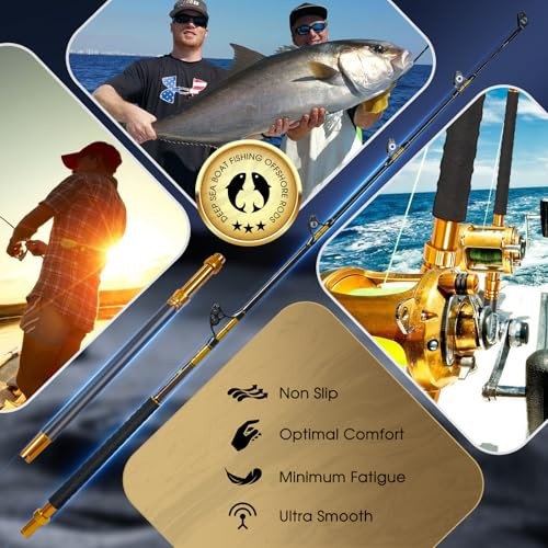 TRHUNTER Offshore Trolling Rod Saltwater Big Game Boat Fishing Rod Heavy Duty…