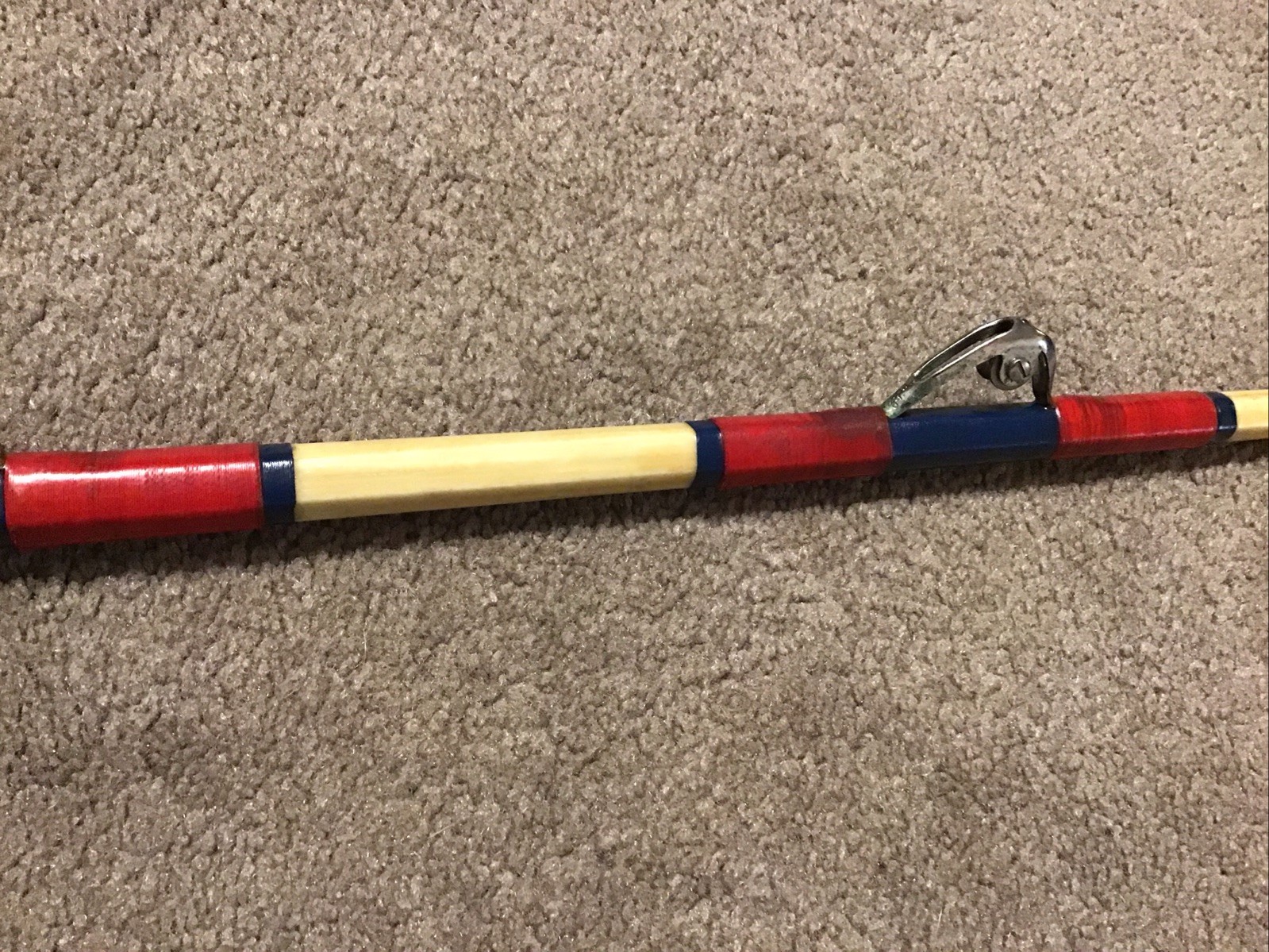 Vintage Hexagon Wood Butt 6’ 6” Aftco Roller Guide 50lb Trolling Rod R75