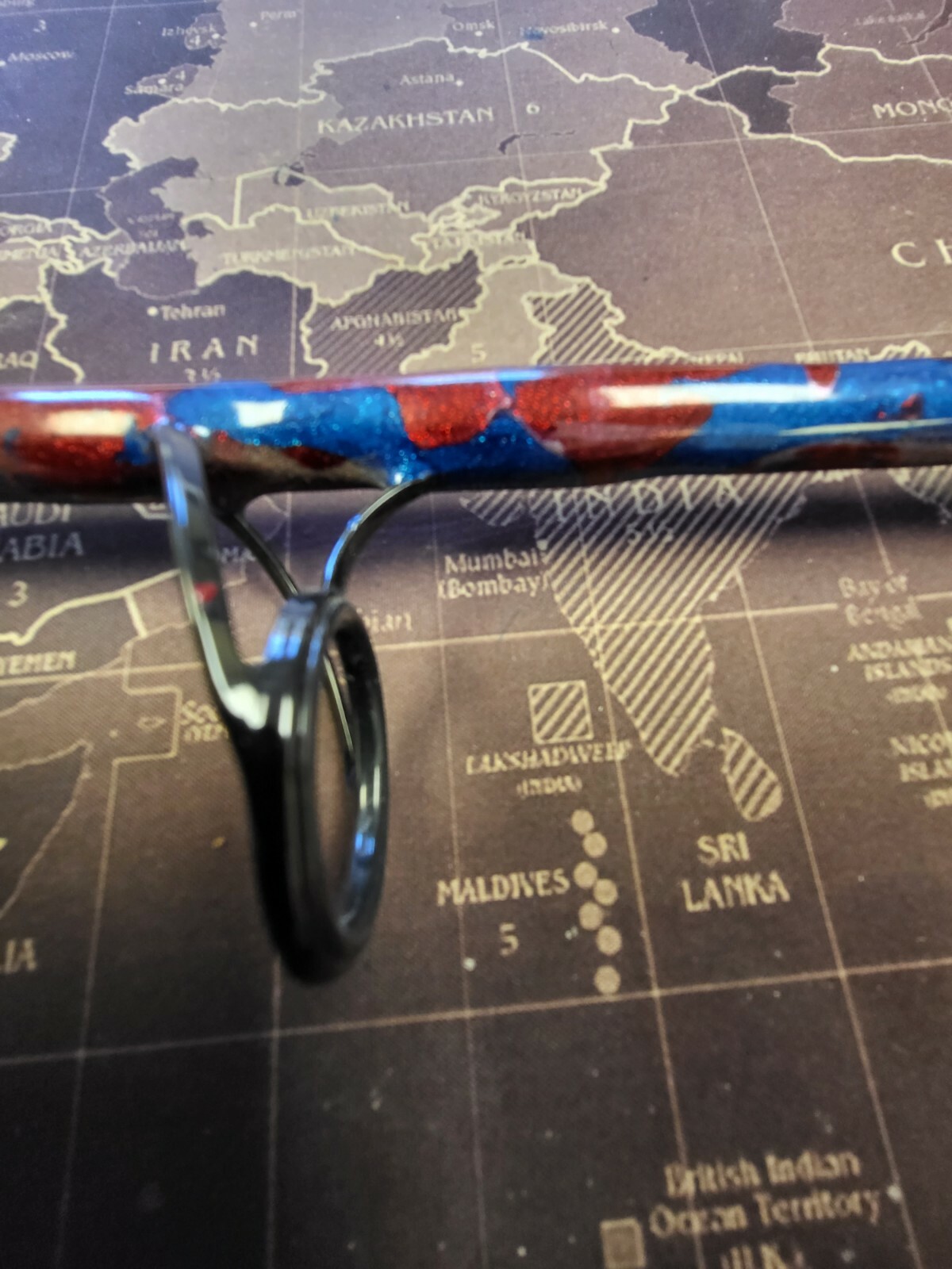 Custom Fishing Rod with Real Shark Skin Grips and Awesome Paint Job