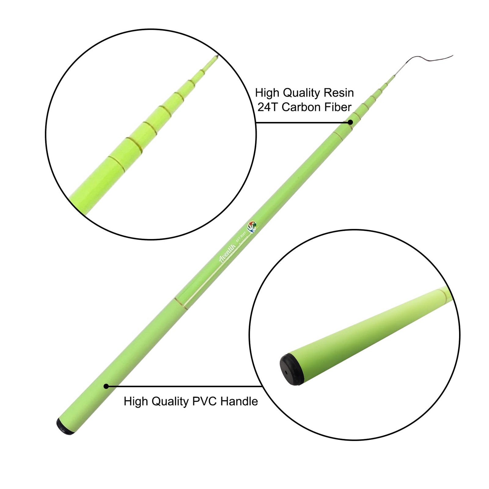 Aventik FreshStart Tenkara Fly Fishing Rod(Green,2.4M/8FT)