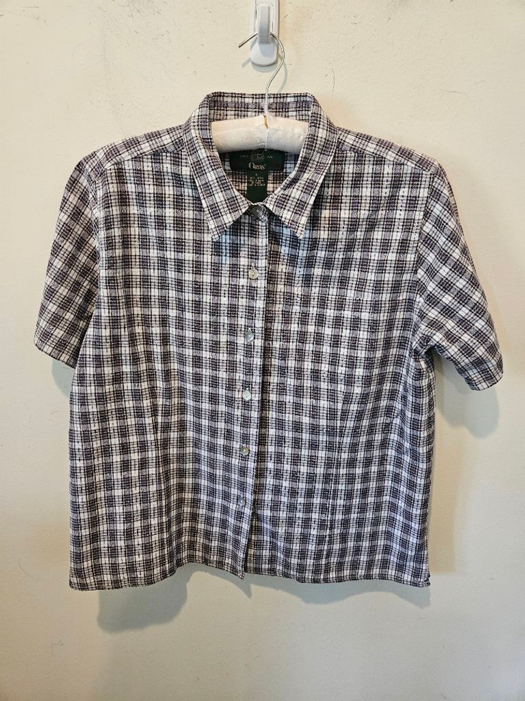 Women’s Orvis VTG 90s Y2K Plaid Button Down Shirt L White Blue