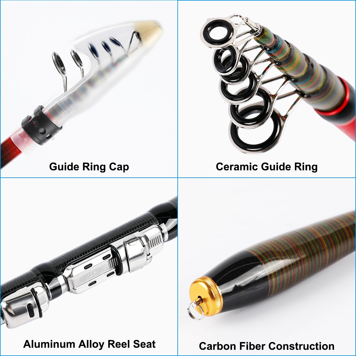 Carbon Fiber Telescopic Fishing Rod Portable Sea Spinning Pole 20-50LB Saltwater