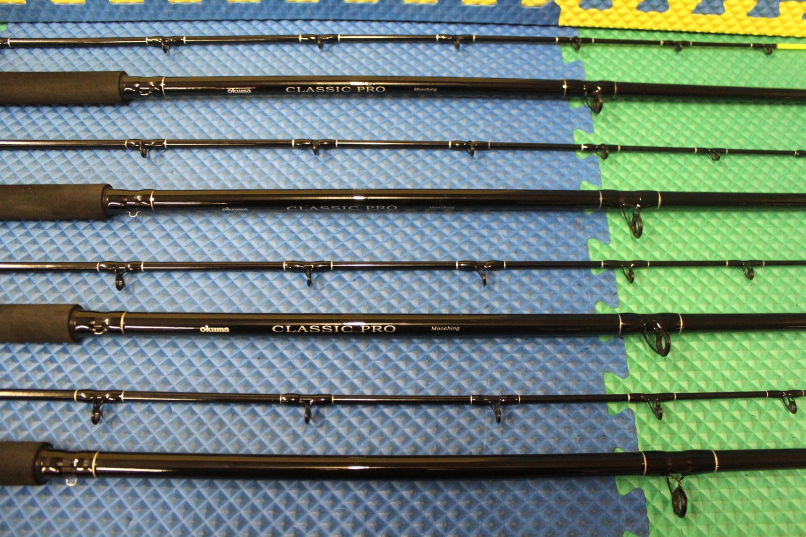 Okuma Classic Pro 9′ 0″ Trolling Rod Mooching CPM-90M-CT Chartreuse Tip 4-Pack!