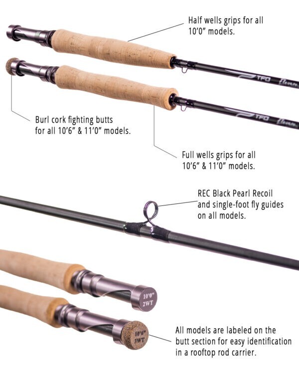 1 NEW TFO Elevare 10′ 6″ 3 Weight 4 Piece Fly Rod TF 03-10-6-4EL FREE SHIPPING