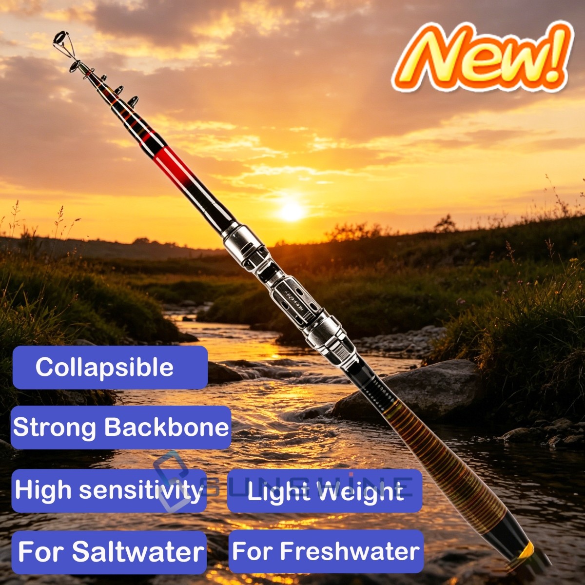 Carbon Fiber Telescopic Fishing Rod Portable Sea Spinning Pole 20-50LB Saltwater