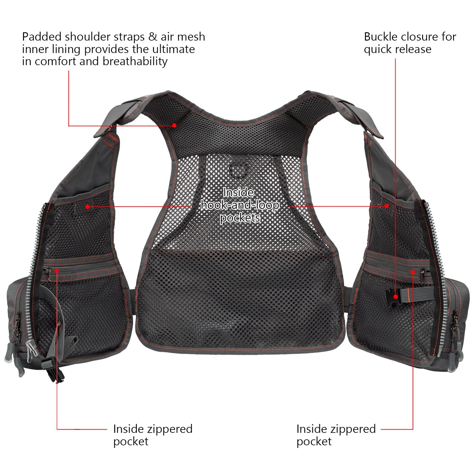 Youths Kids Fly Fishing Vest For Adjustable Size With Multiple Pockets Trout Bas