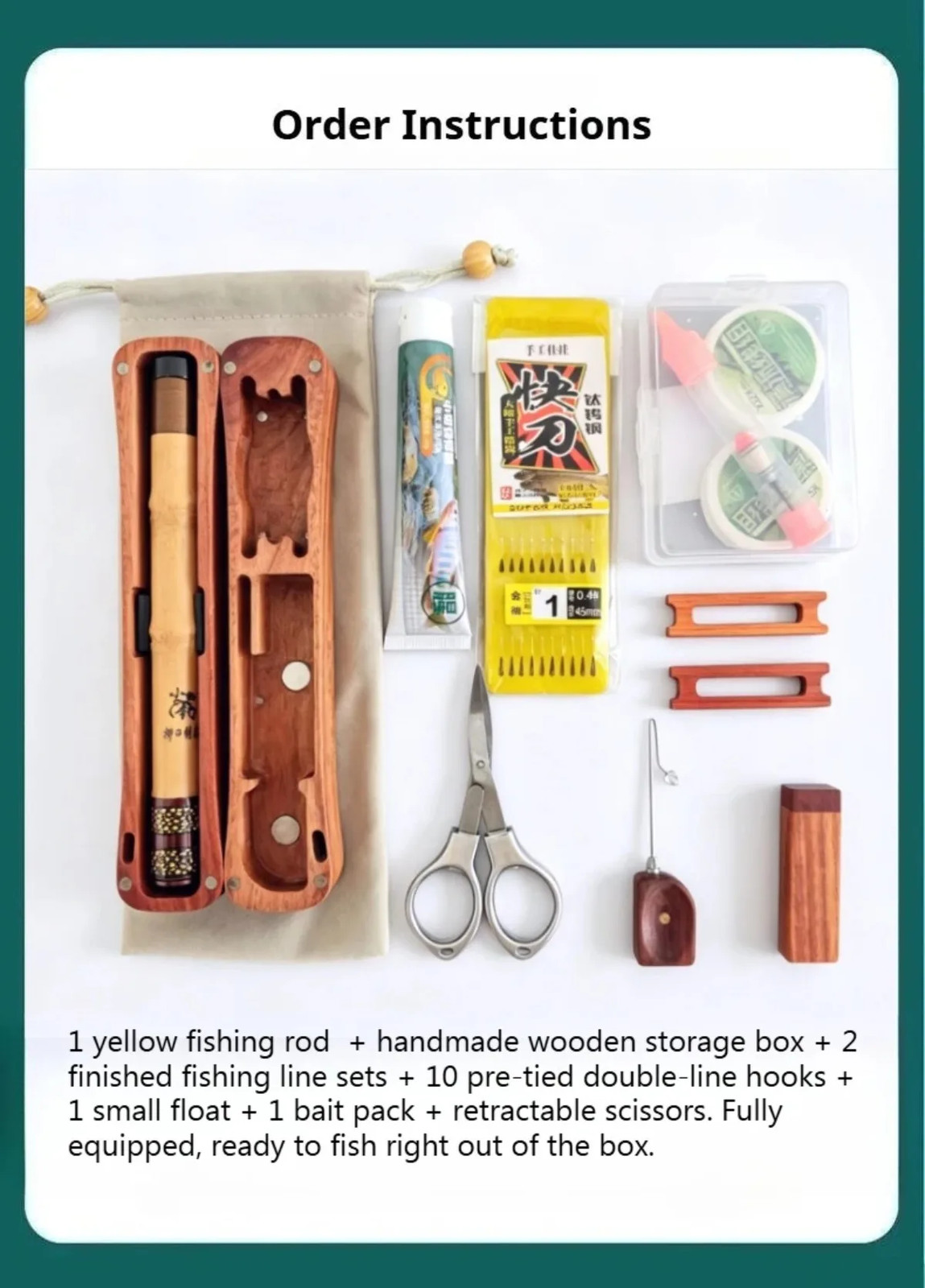 Ultralight Tenkara Rod Wooden Storage Box Portable Short Section Travel Kit