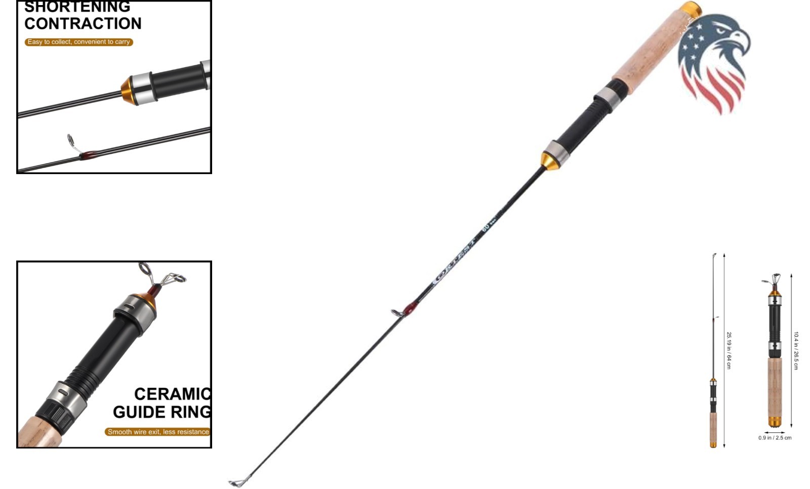 Compatible with Saltwater Freshwater Fishing Rod 25.6 Inch Carbon Mini Ultra-…