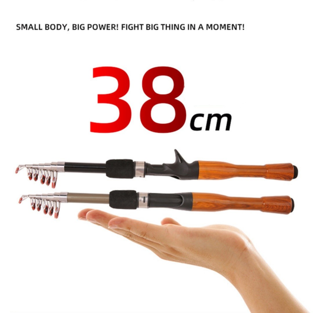 Mini Fishing Spinning Casting Rod 1.3-1.8m Telescopic Carbon Fiber Pole Sea Bass
