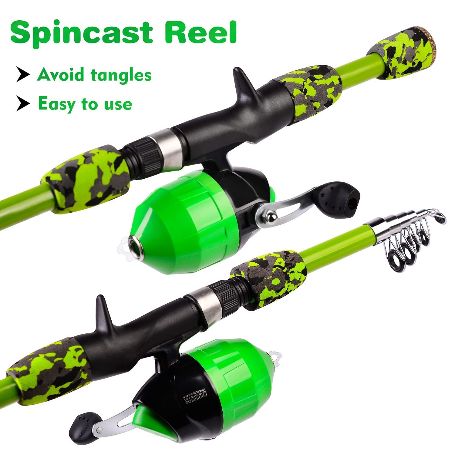 PROBEROS Kids Fishing Pole – Portable Telescopic Fishing Rod and Reel Combo K…