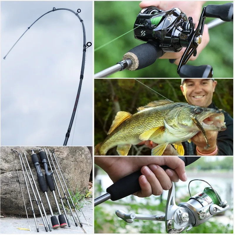 Sougayilang Spinning Fishing Combo 5 Sections Carbon Fiber Lure Fishing Rod