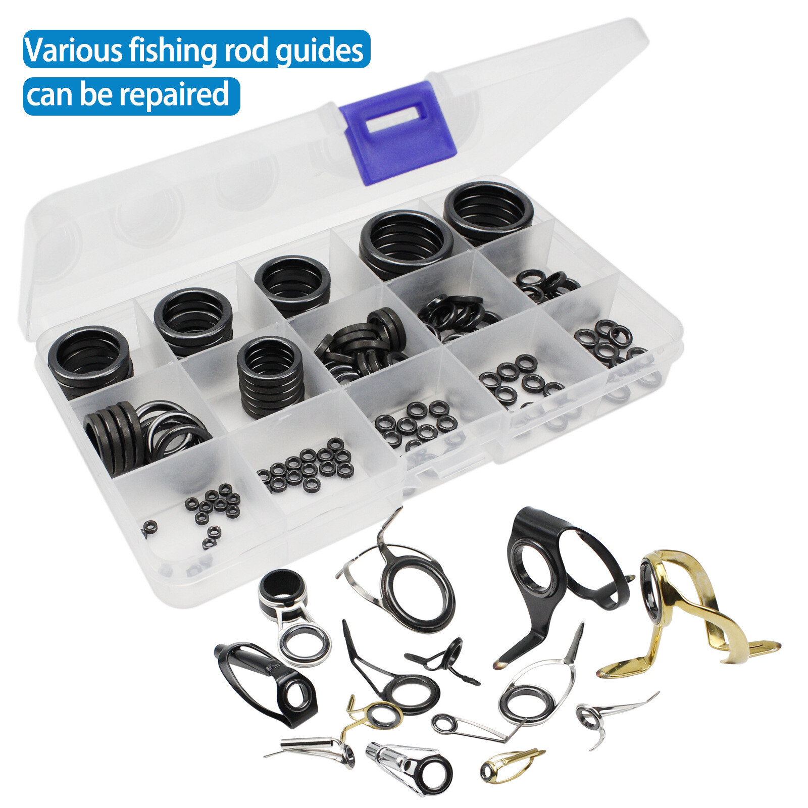 160PCS Ceramic Guide Ring Set,Thread Passing Ring Fishing Rod Guide Eye Repair