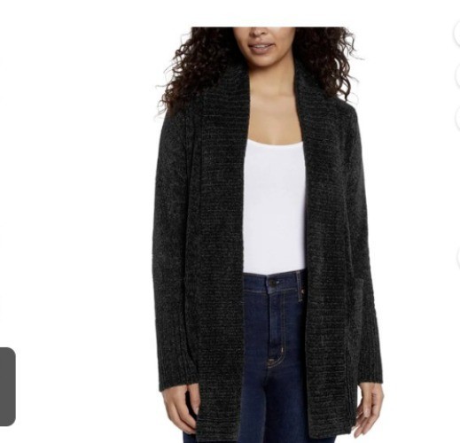 NEW Orvis Womens XS Open Front Cardigan Sweater Charcoal Black Ribbed