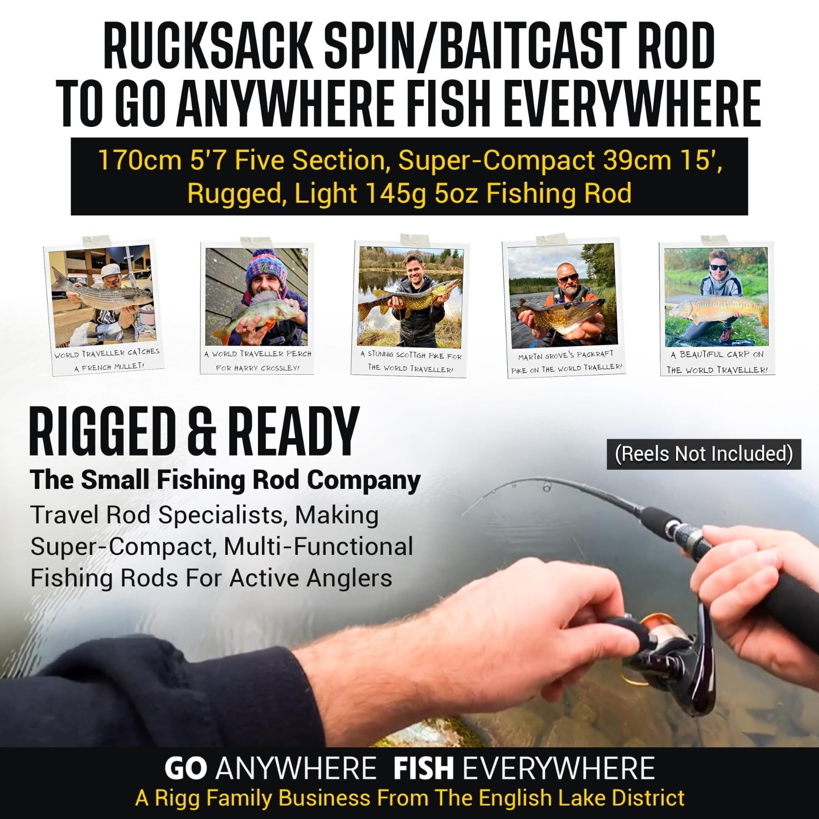 Rucksack Travel Fishing Spinning Rod 5’6′ 170cm. Compact Length 15.5’ 40 cm