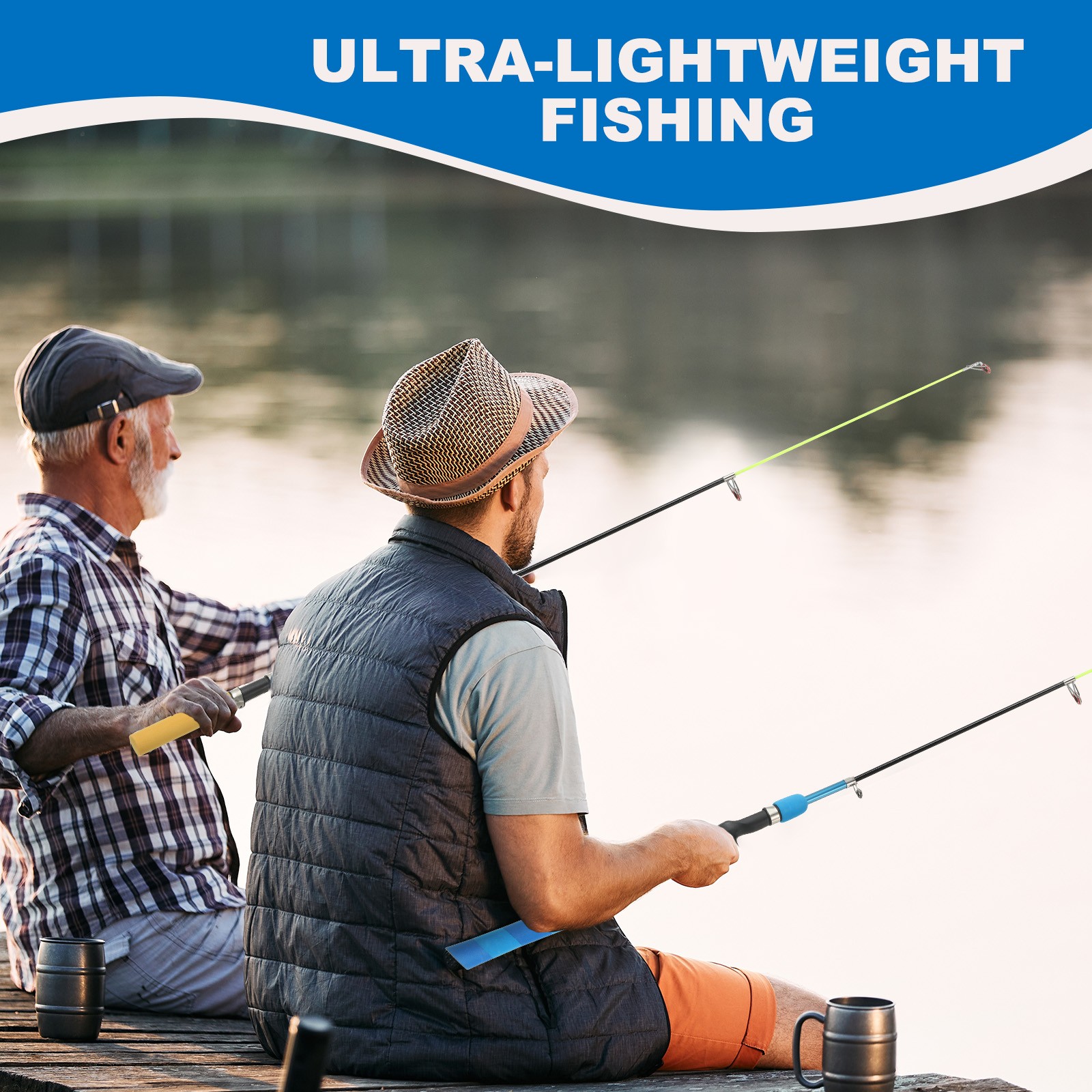 Telescopic Fishing Rod 72 Inch, Lightweight Collapsible, Blue / black