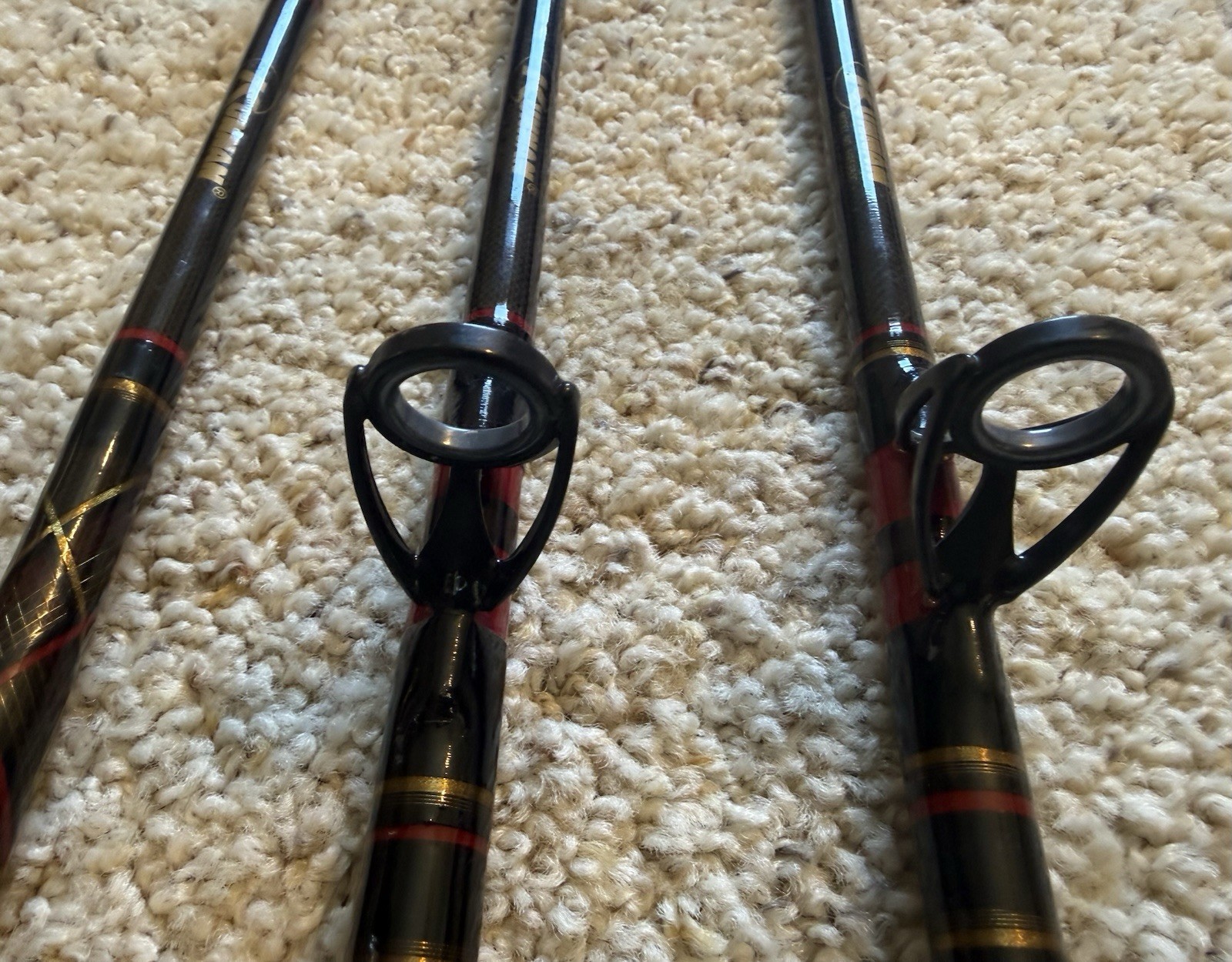 Lot of (3) Kunnan HOT RAIL Conventional Saltwater Fishing Rods, “NICE”… L@@K!!!