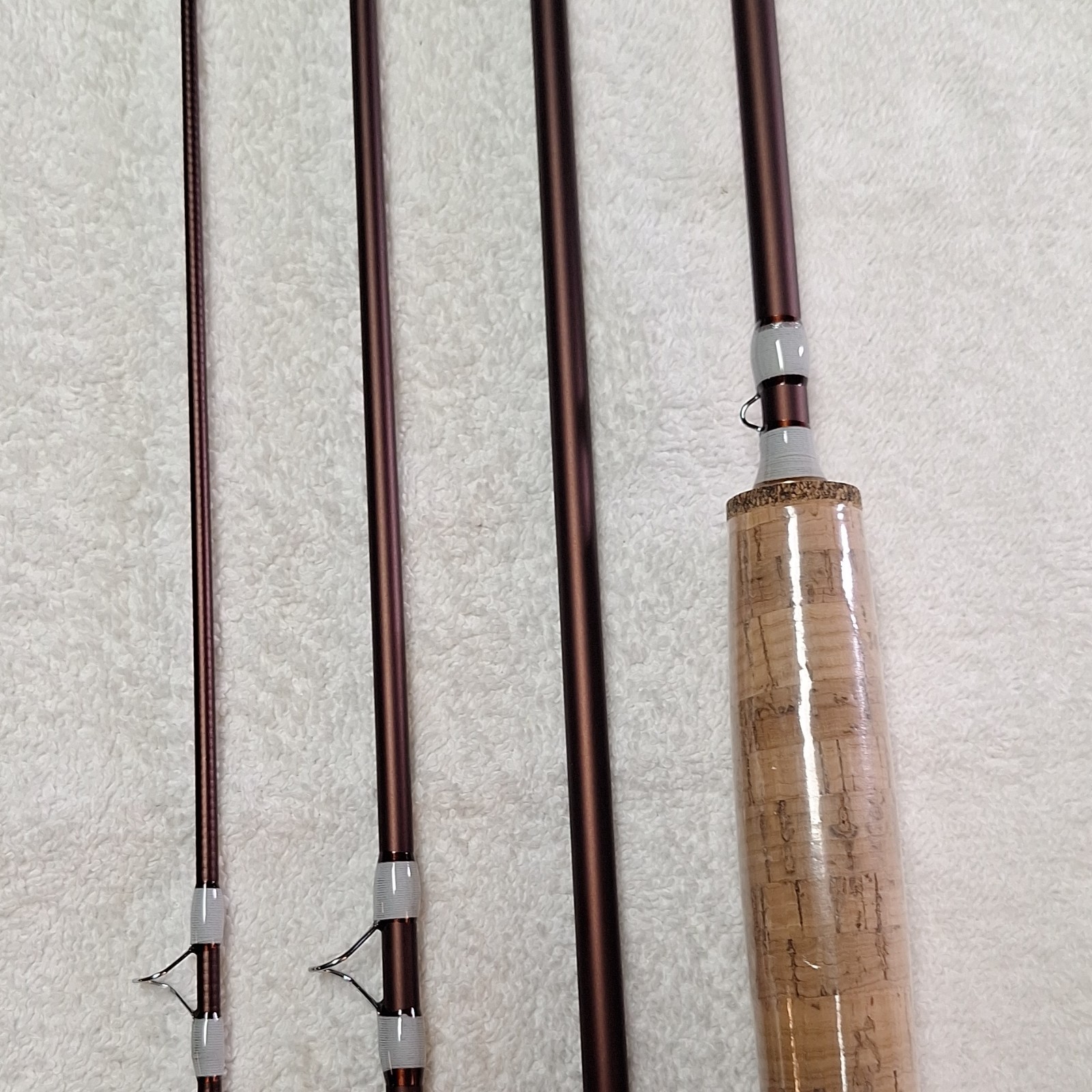 sea chaser Fly Fishing Rod 6 ft 6 in 4 Piece Full Cork Handle Brown/Gold