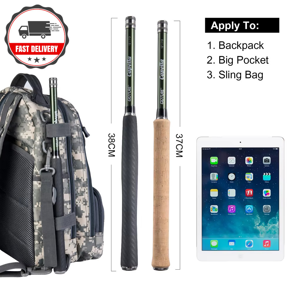 Tenkara Fly Fishing Rod Combo 3.6M Ultralight Carbon Fiber Rod with Line Clip