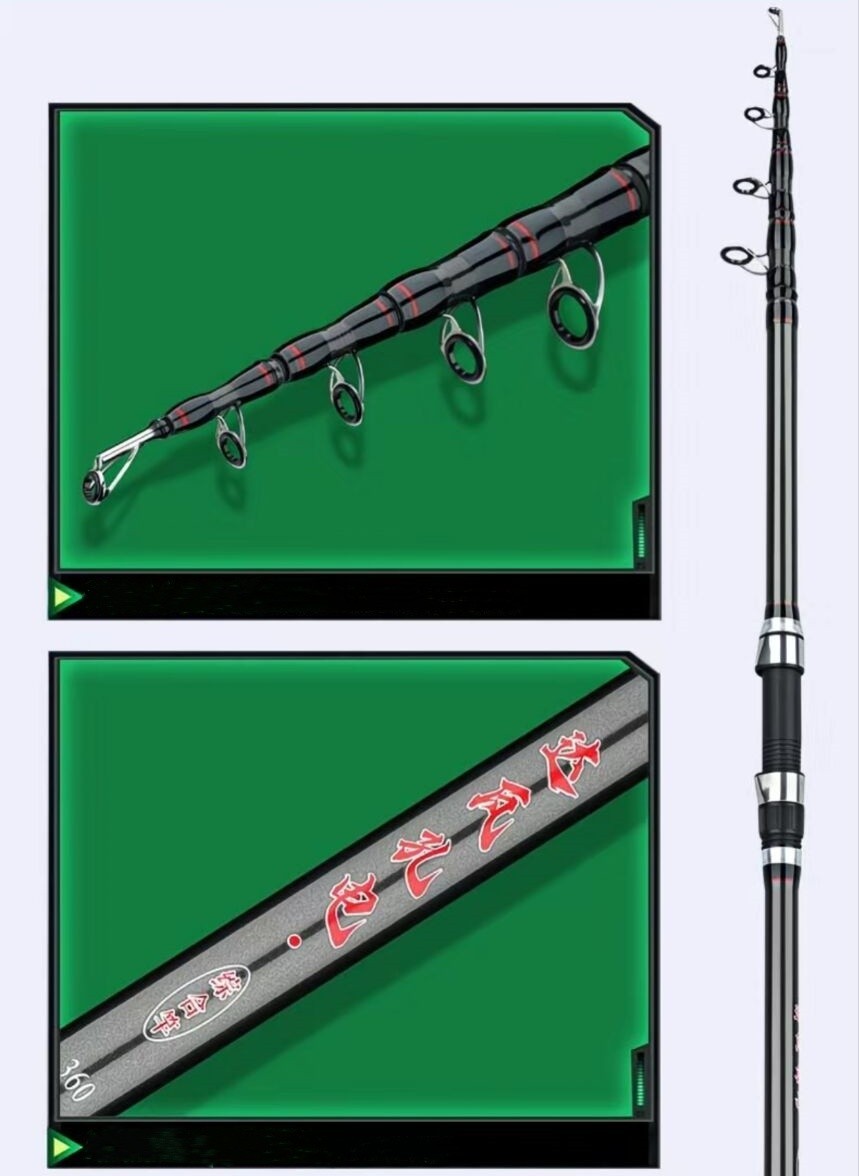 Telescopic Fishing Rod 9′ 10′ Carbon Fiber Rod Saltwater Long Cast Fishing Rod