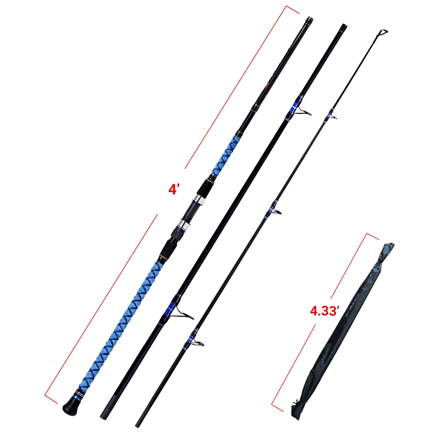 Fiblink Surf Spinning Fishing Rod Carbon Travel Surf Rod 3 Piece Saltwater