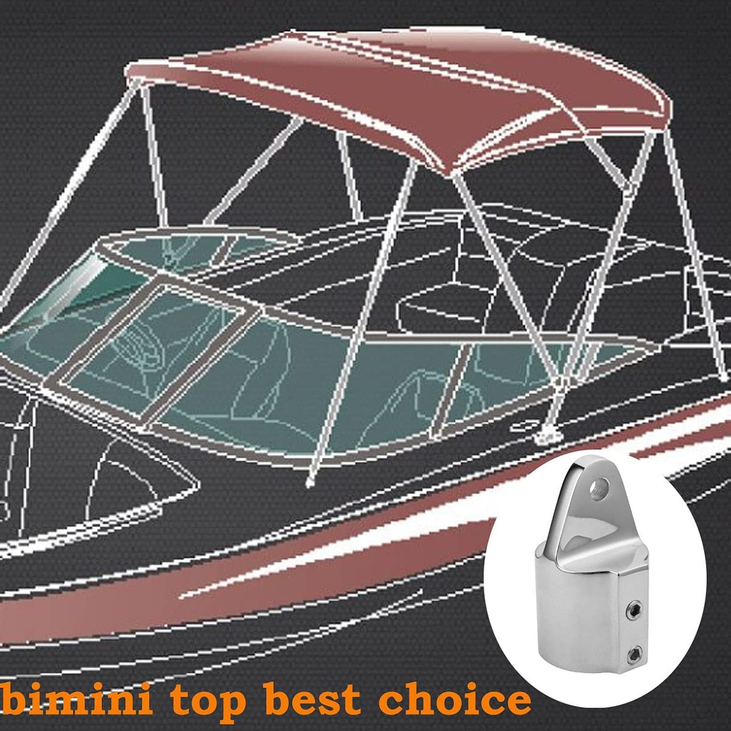 Boat Top Hardware Bimini Top Hardware 7/8 inch and 1 Inch Eye End Cap Fitting…