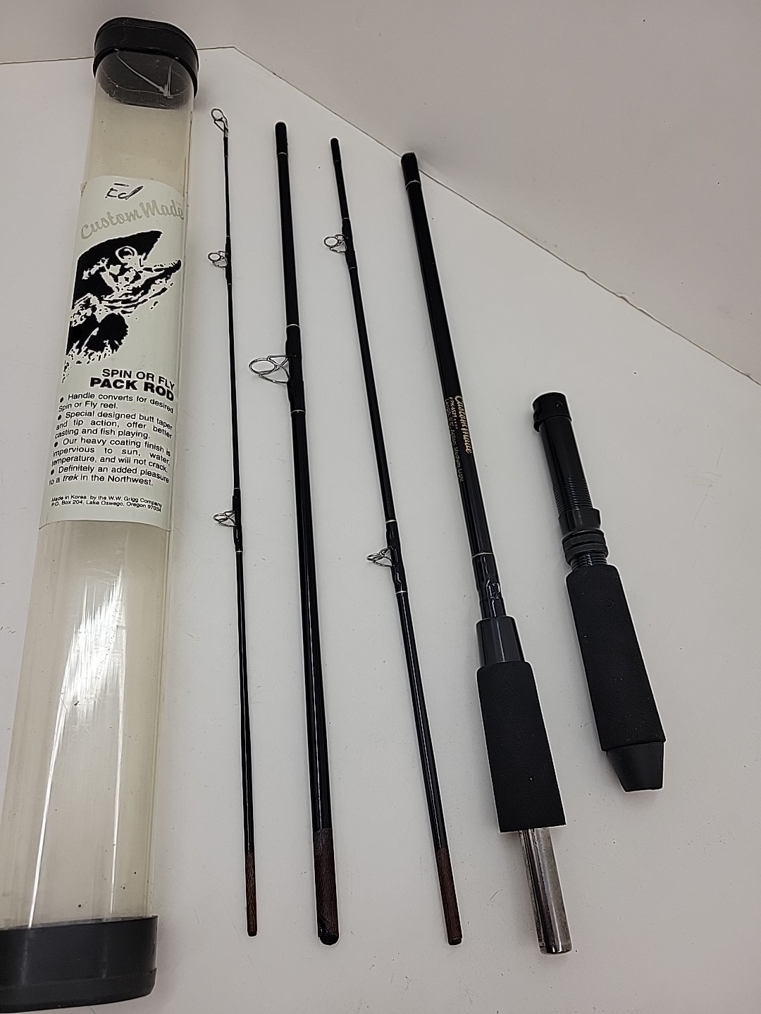 W.W. GRIGG CO Custom Made 6’6″ Graphite #PK-652T Med Fishing Rod 5 Pc Backpack