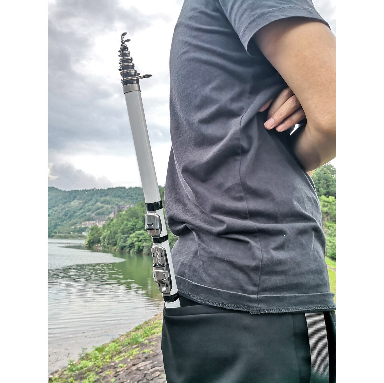 3M/9.84ft Carbon Fiber Telescopic Fishing Rod Ceramic Guide Ring Spinning Pole