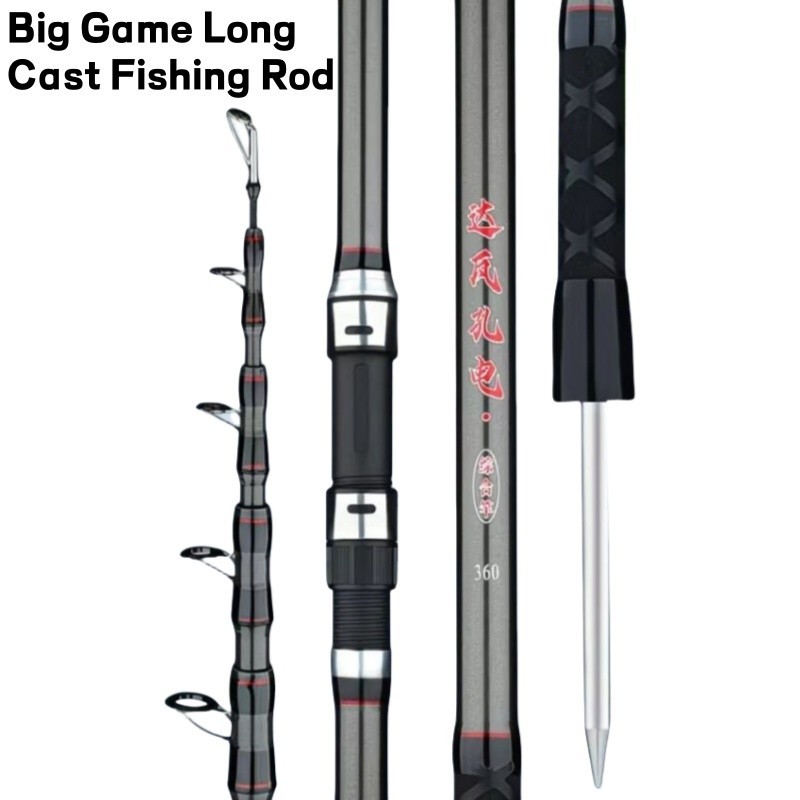 Telescopic Fishing Rod 9′ 10′ Carbon Fiber Rod Saltwater Long Cast Fishing Rod