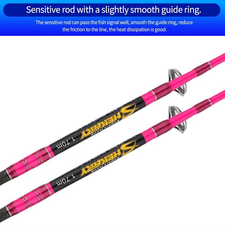 Fishing Rod 1.7M Carbon Fiber Spinning Boat Rod Travel Fast Pole Lure WT 80-120g