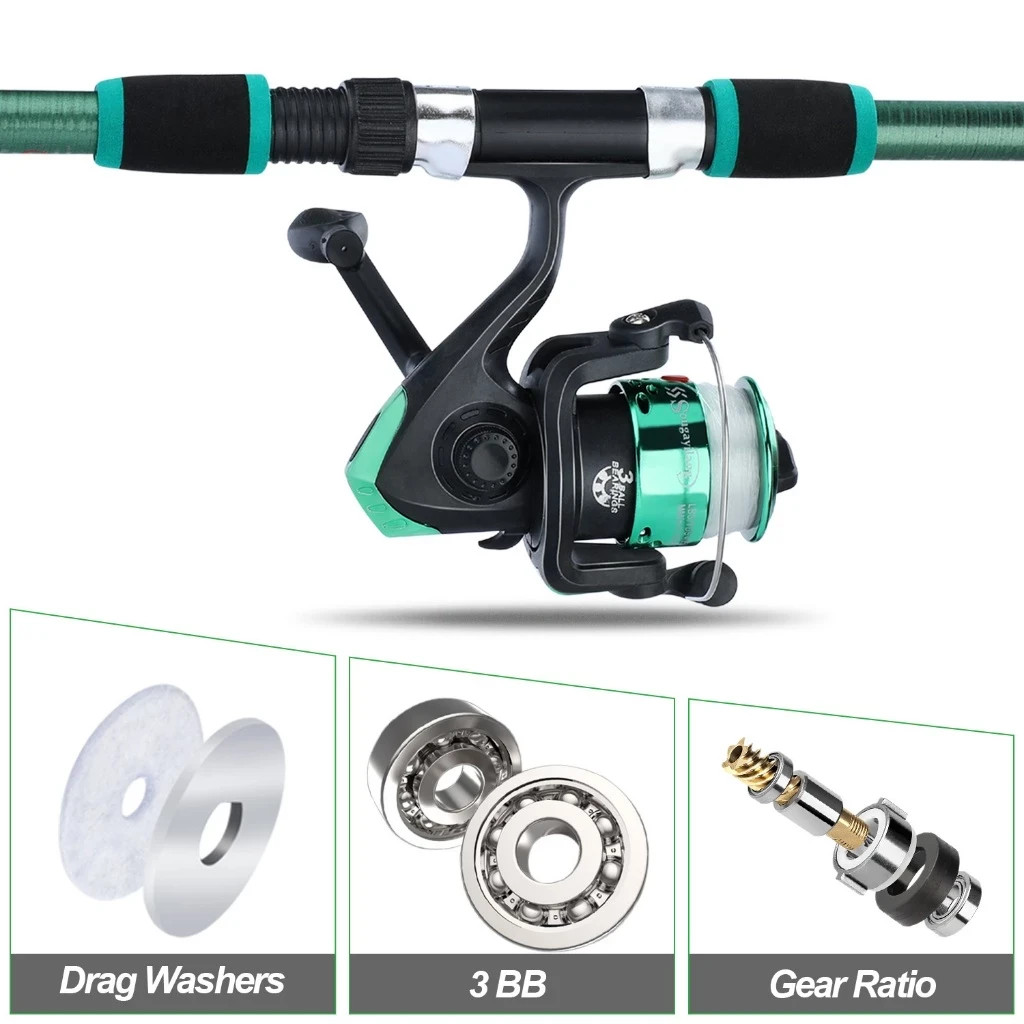 Sougayilang Mini Fishing Rod Durable Glass Fiber Portable Travel Spinning Pole