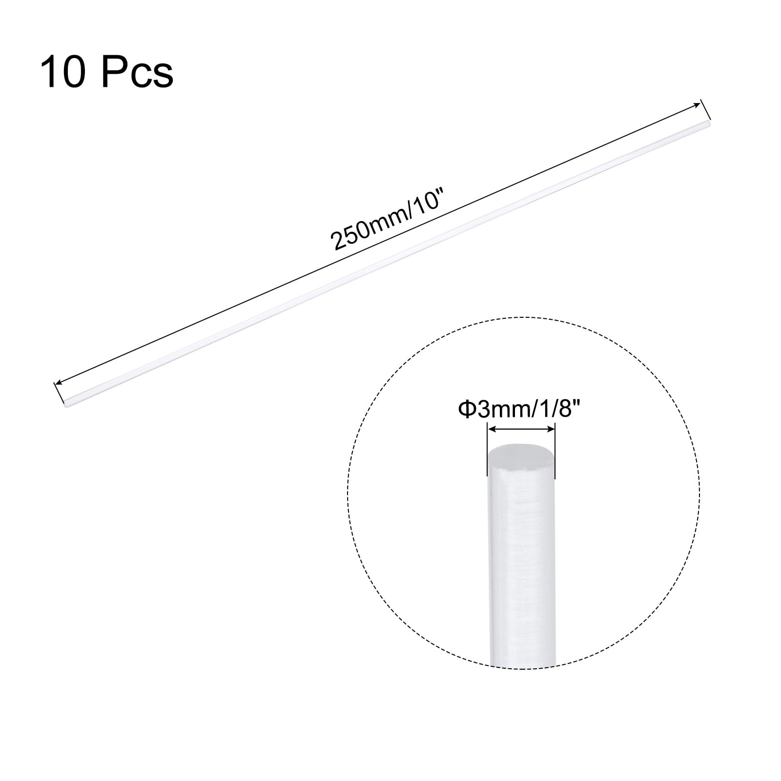 MECCANIXITY 10 Pcs Acrylic Round Rods 1/8″ x 10″ Clear Acrylic Dowel Rods Sti…