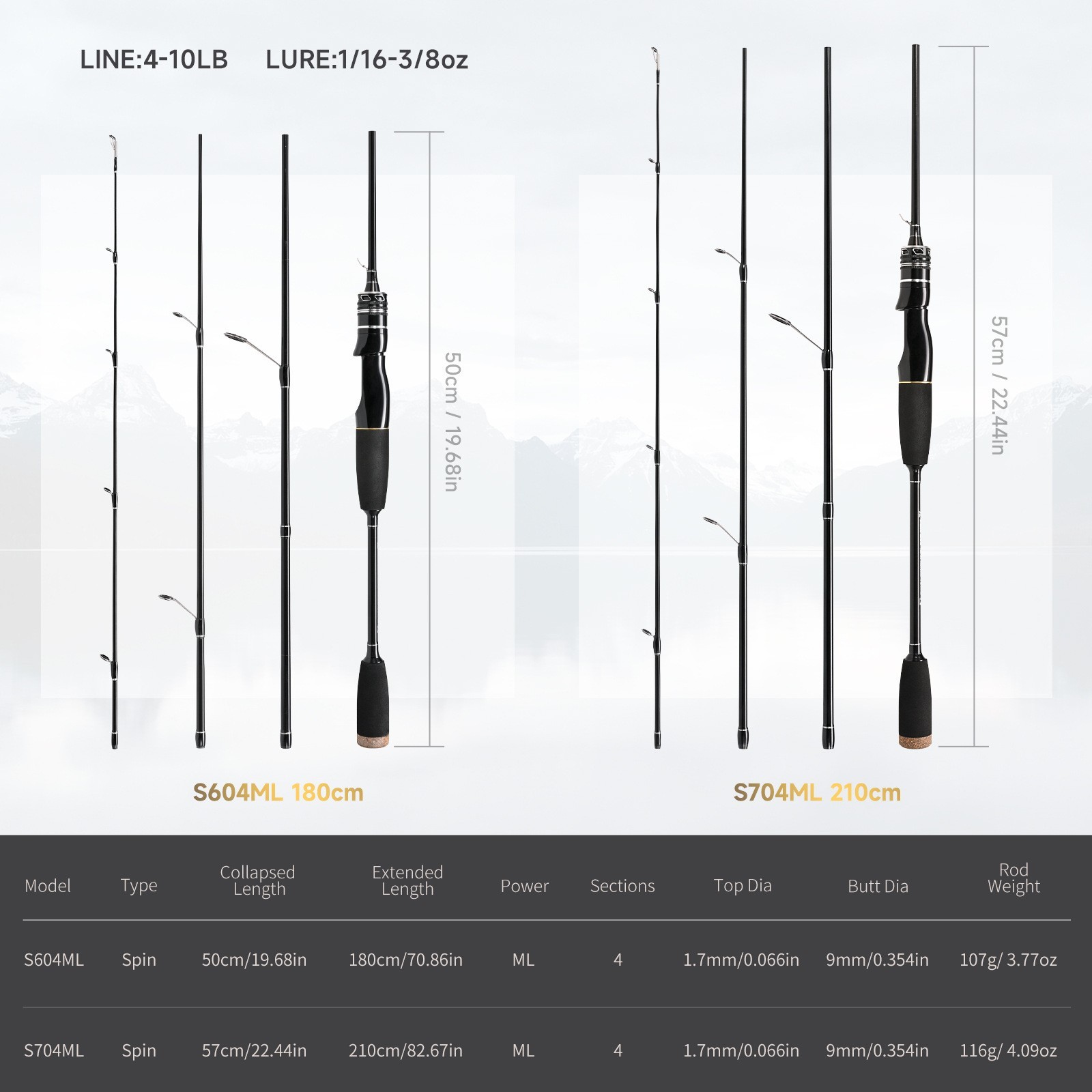 Portable Fishing Rod Carbon Fiber Ultra Light Spinning Casting Lure Fast Rods