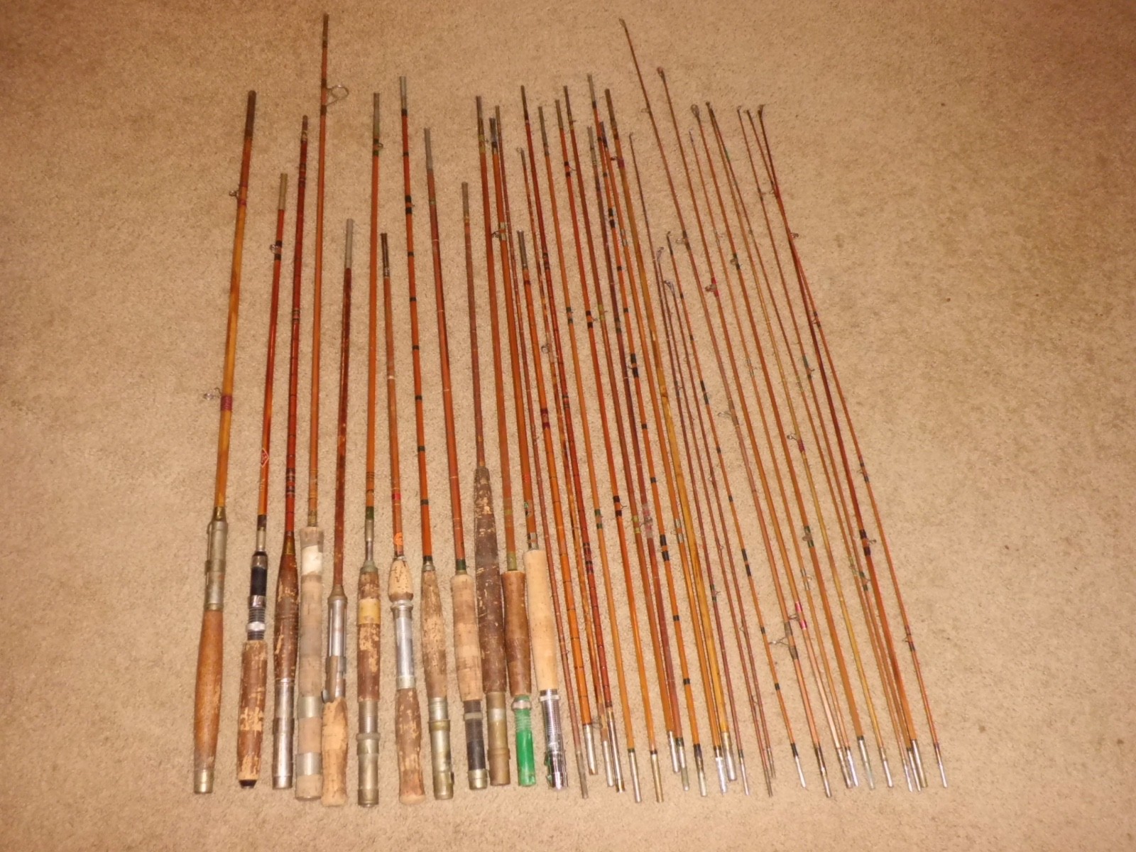 36 pcs of Vintage Assorted Split Bamboo for Repair/Restoration/Parts