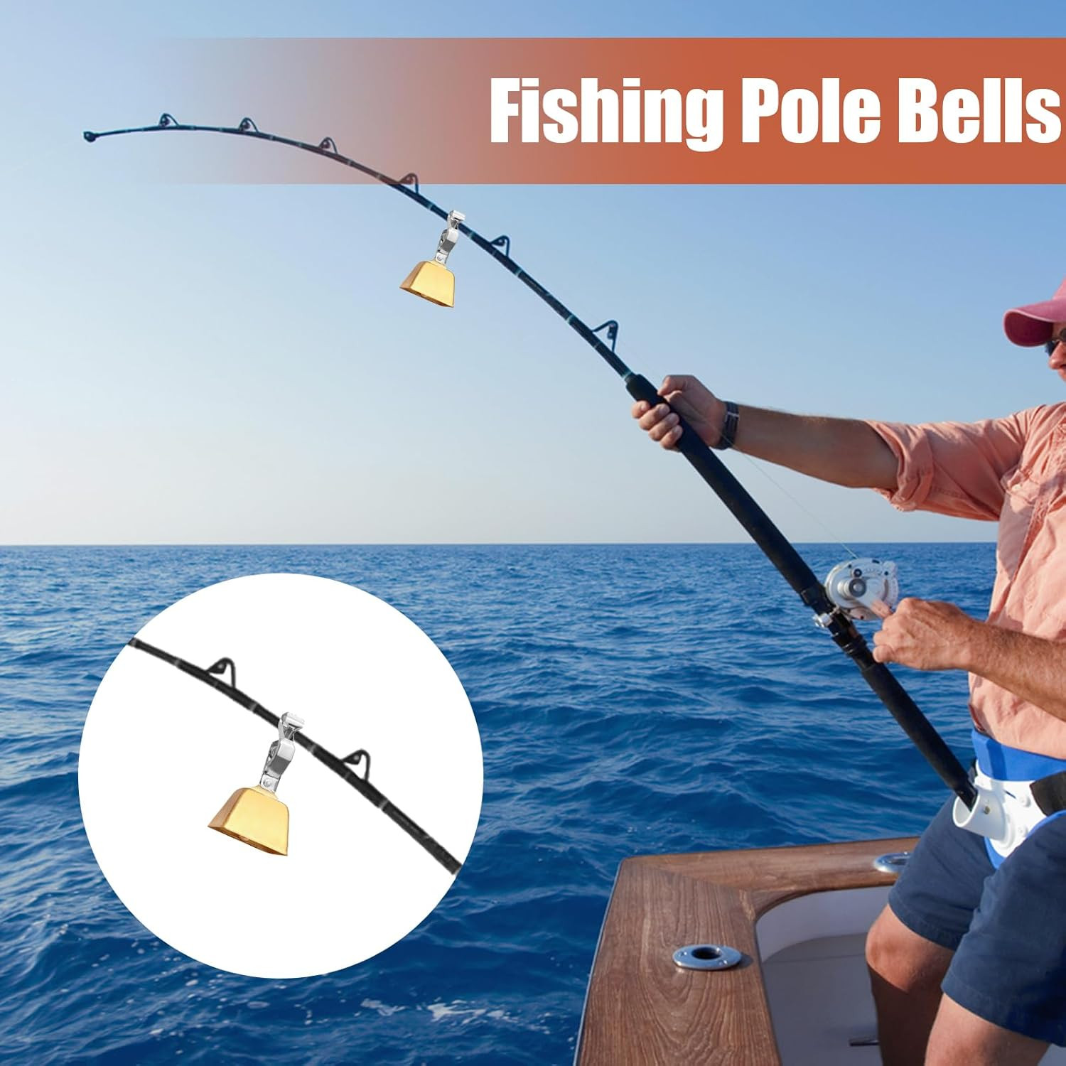 20 Pcs Fishing Bells for Rods, Fishing Pole Catfish Bells with Clamp Clip on Pol
