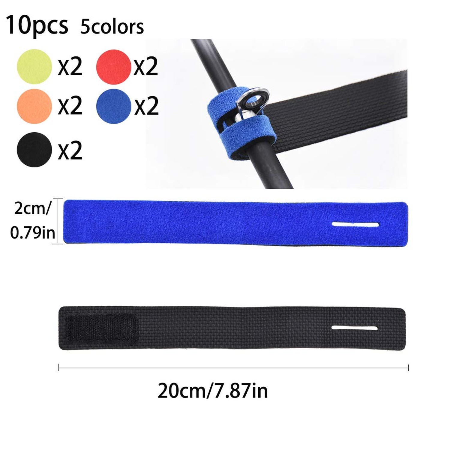 20pcs Fishing Lure Wraps Fishing Rod Belts 5Large 4.3″ W x 7.9″ L + 5Medium 3…