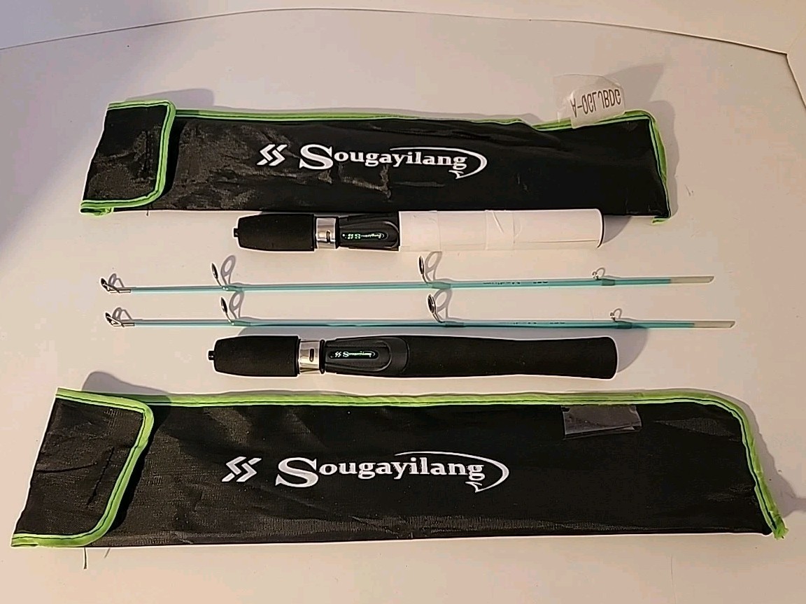 (2) Sougayilang ice fishing rod, ultralight and sensitive ice fishing rod, 25″