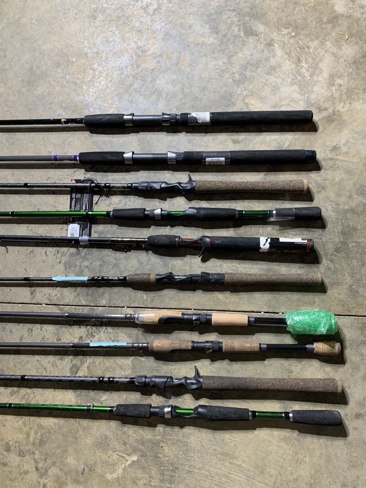 LOT OF 10 Assorted Brands FISHING RODS (BROKEN)