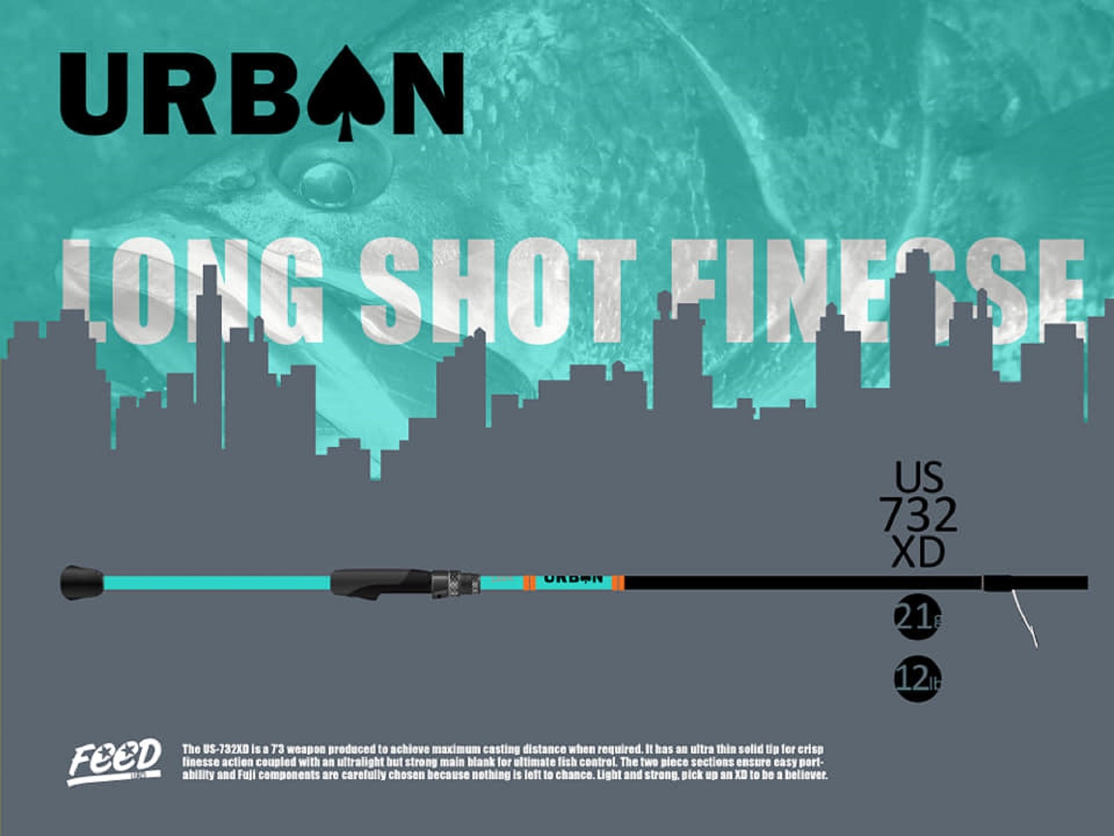 Feed Rod Spinning Urban US-732XD 12lb 21 grams (2803)