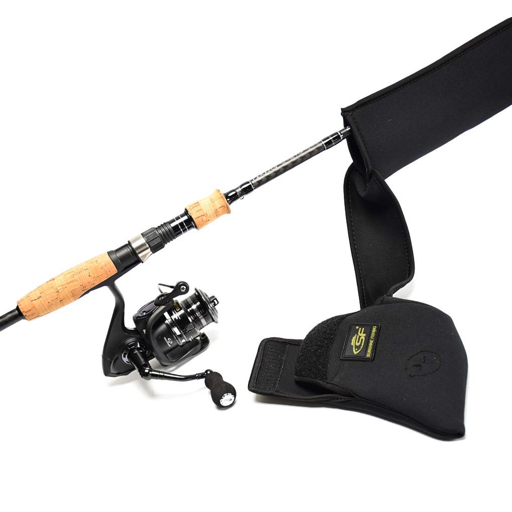 SF Fishing Rod Sleeve Cover Rod Socks Black Spinning Reel Pro 7-7’3″ 3000 Size
