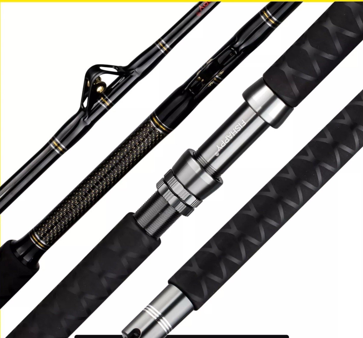 TR Hunter — 6′ 80-120lbs 1Pc Trolling Rod Saltwater Offshore Heavy Roller Rod