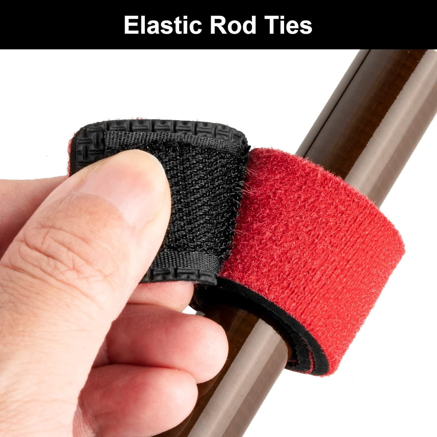 Realure 8 Pcs Fishing Rod Straps – Adjustable 25cm x 3cm x 0.4cm, Red