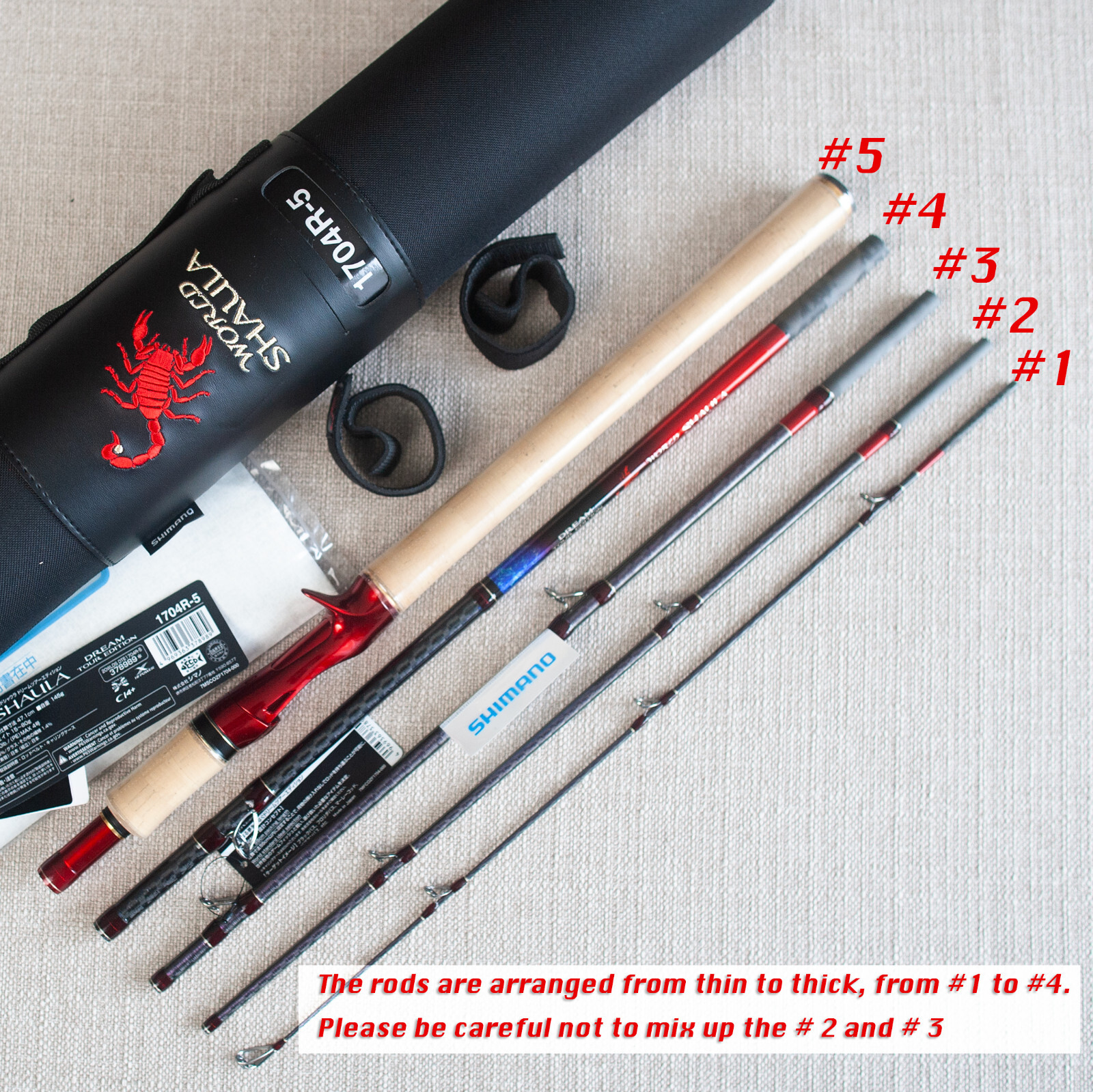 Shimano 20 World Shaula Dream Tour Edition 1704R-5 Bait Rod replacement parts