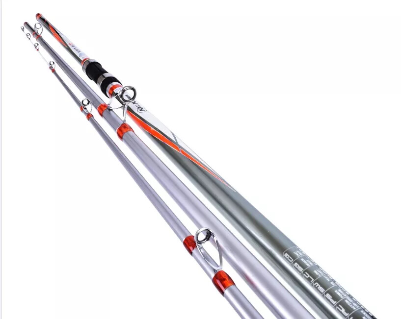 Surf Casting Fishing Rod 3-Piece Carbon Fiber Travel Rod Portable~14 ft