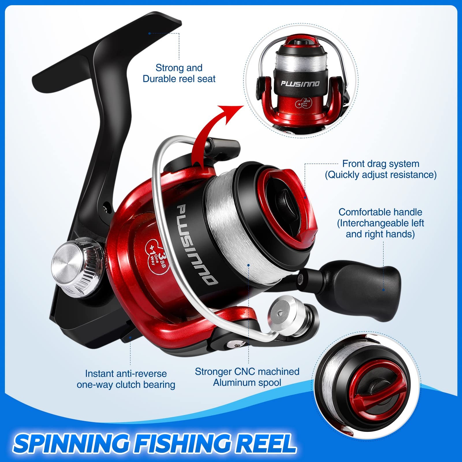 PLUSINNO Ultralight Ice Fishing Rod & Reel Combo 25-28″ Sensitive Carbon