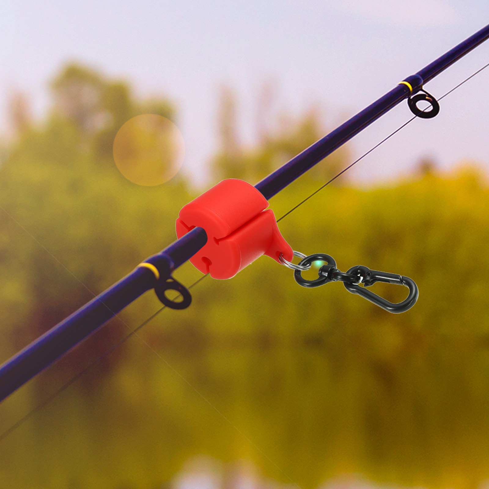 Fishing Rod Clip Silicone Wearable Fishing Pole Holder with Buckle Red