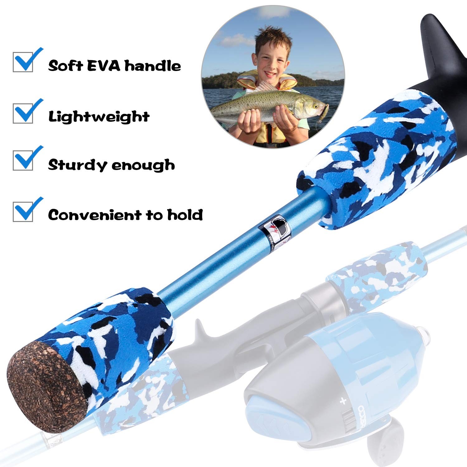 ODDSPRO Kids Fishing Pole – Starter Kit – with 4.92 ft, Blue