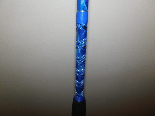 CUSTOM SPINNING ROD 7 FT 25-50 LB SEA BLUES AND PEARL MARBLE NEW