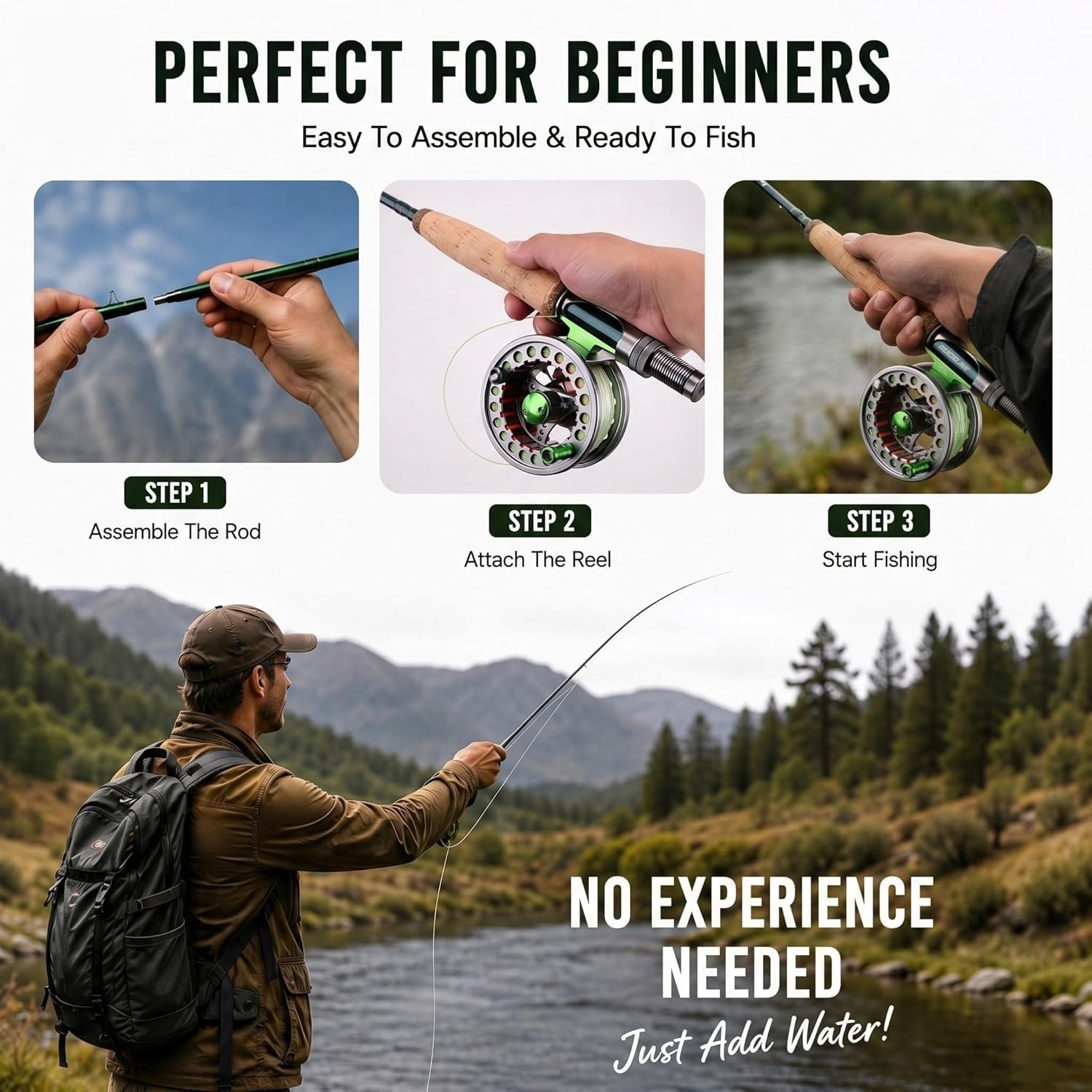 4-Piece Fly Fishing Combo: 5/6 Weight Portable Rod and Pre-Loaded Reel Set